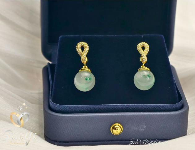 【翠韻金光】925銀 耳環