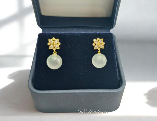 【翠瓣微光】925銀 耳環