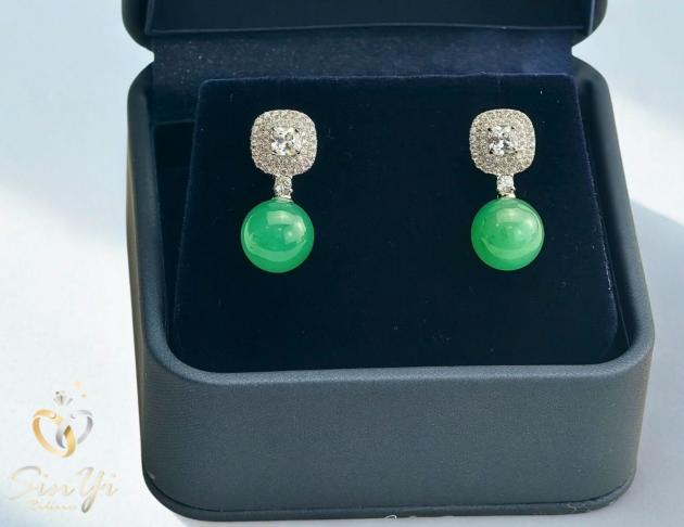 【翠映星鑽】925銀 耳環