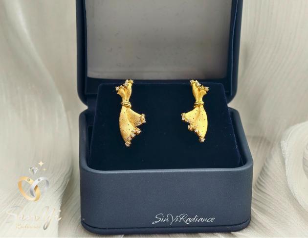 【絲緞金結】925銀 耳環