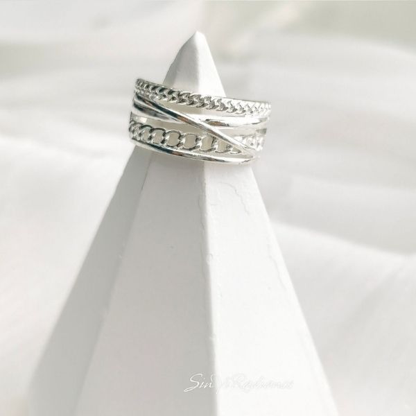 【鏈紋交織】925銀 戒指